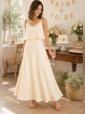 Modcloth Molly Bracken My New Chapter Maxi Dress Cream White Overlay Back M